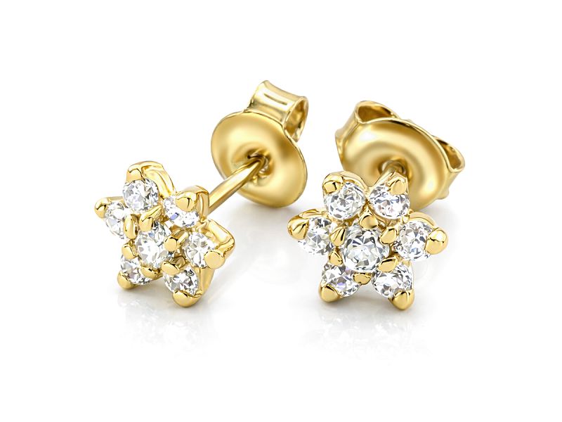 Złote kolczyki z brylantami żółte złoto - 8374br_Si