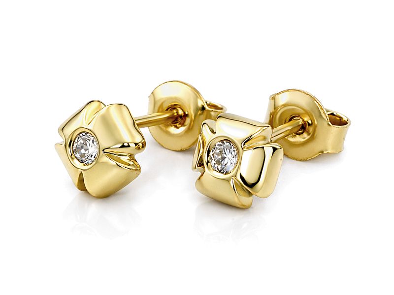 Złote kolczyki z cyrkoniami - 8375