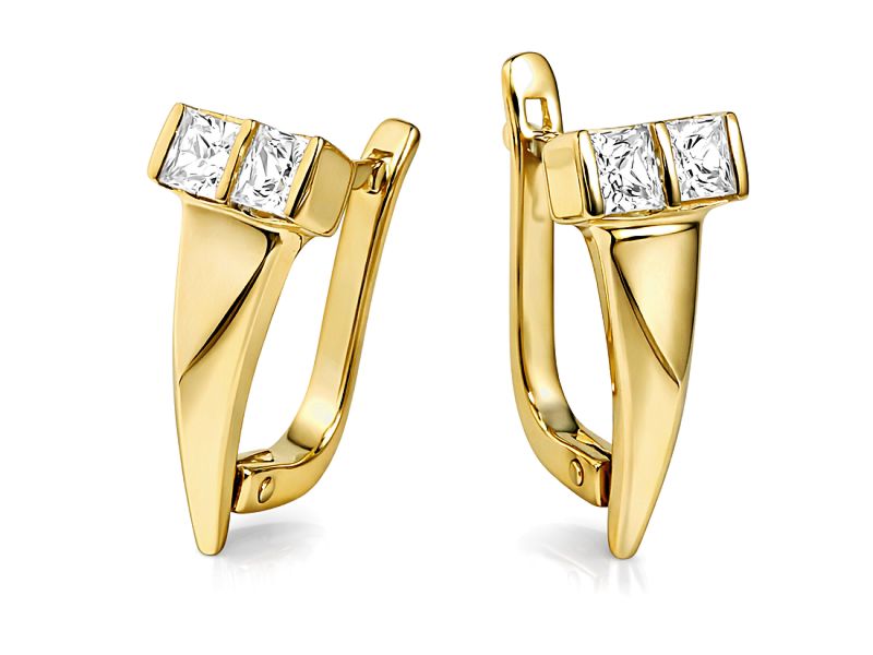 Złote kolczyki z cyrkoniami - 8378