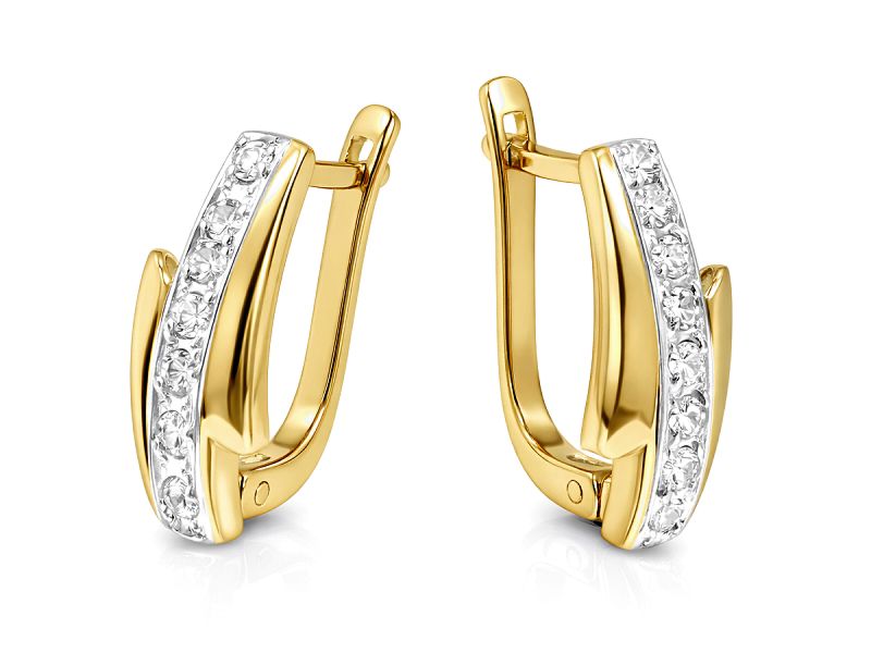 Złote kolczyki z cyrkoniami - 8392