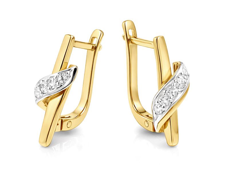 Złote kolczyki z cyrkoniami - 8393