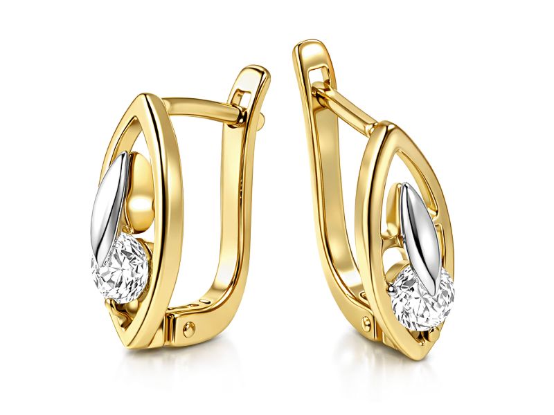 Złote kolczyki z cyrkoniami - 8408
