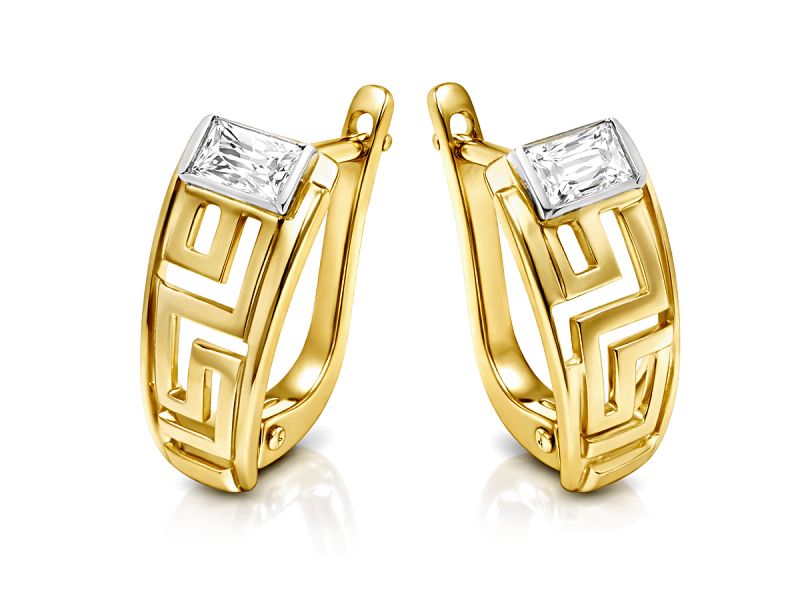 Złote kolczyki z cyrkoniami - 8434