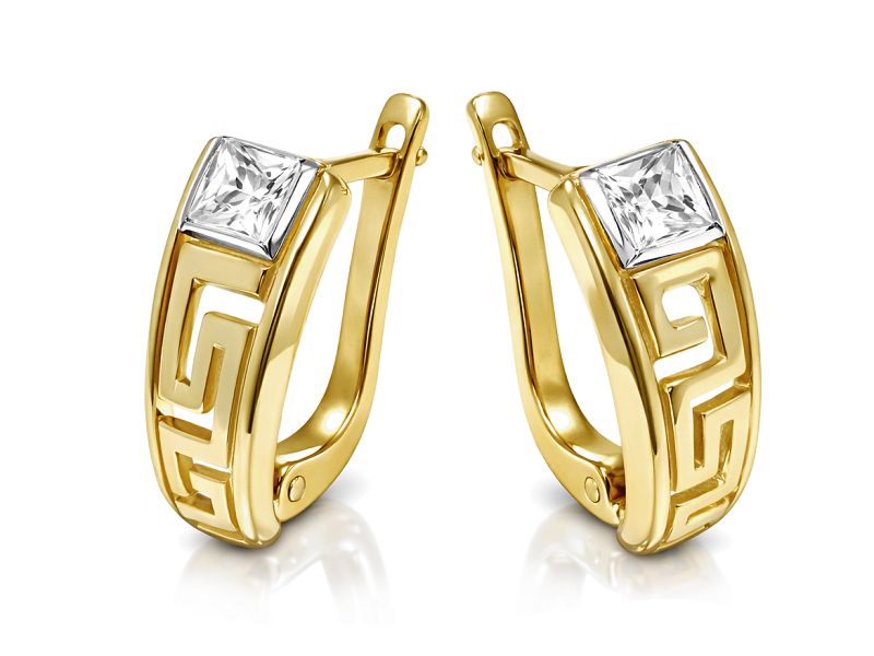 Złote kolczyki z cyrkoniami - 8435