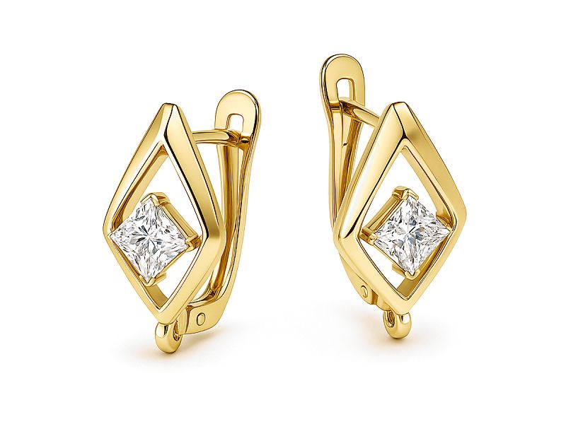 Złote kolczyki z cyrkoniami z żółtego złota - 844