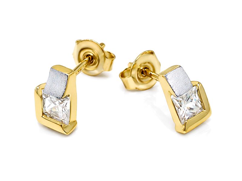 Złote kolczyki z cyrkoniami - 8444