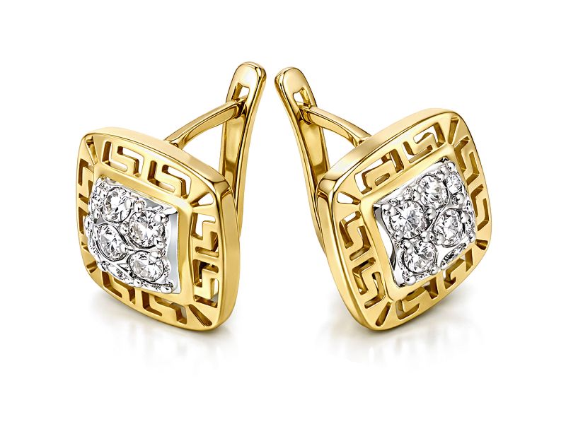 Złote kolczyki z cyrkoniami - 8458