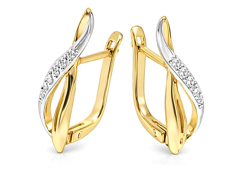 Złote kolczyki z cyrkoniami - 8476