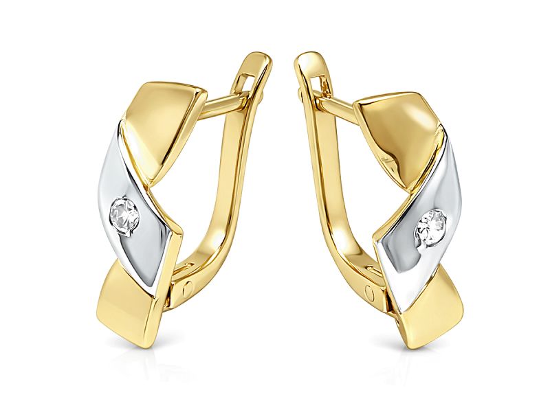 Złote kolczyki z cyrkoniami - 8478