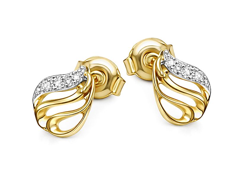 Złote kolczyki z cyrkoniami - 8480