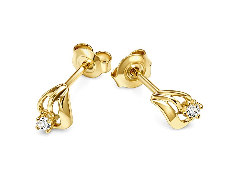Złote kolczyki z brylantami żółte złoto - 8482br_SI_H