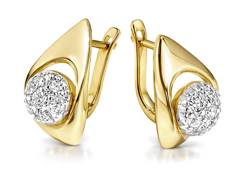 Złote kolczyki z cyrkoniami - 8488