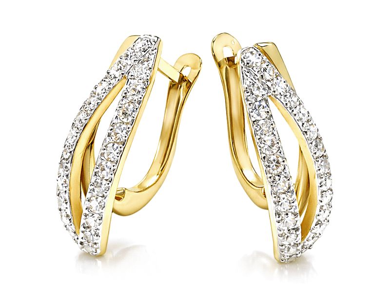 Złote kolczyki z cyrkoniami - 8496