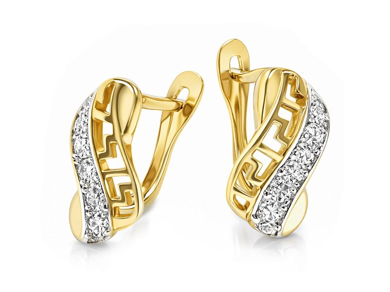 Złote kolczyki z cyrkoniami - 8524