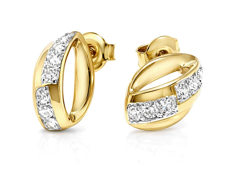 Złote kolczyki z cyrkoniami - 8526