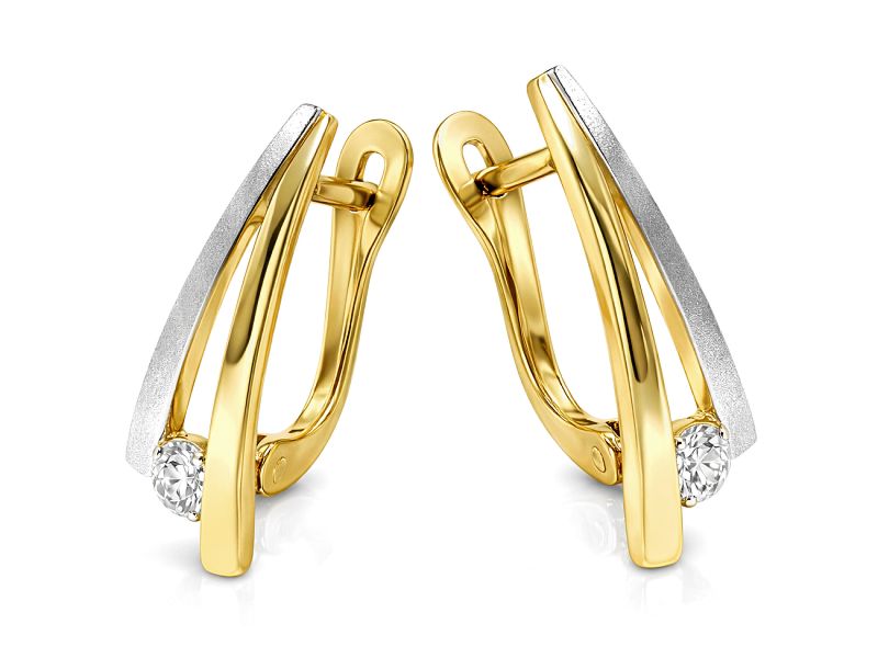 Złote kolczyki z cyrkoniami - 8528