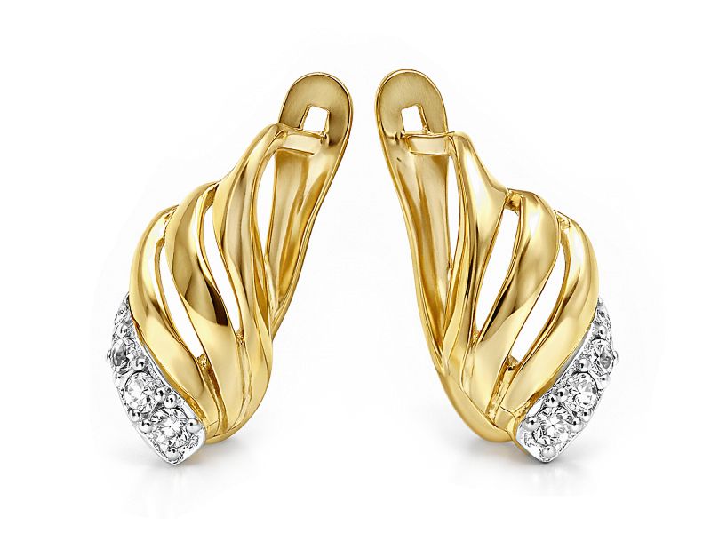 Złote kolczyki z cyrkoniami - 8533