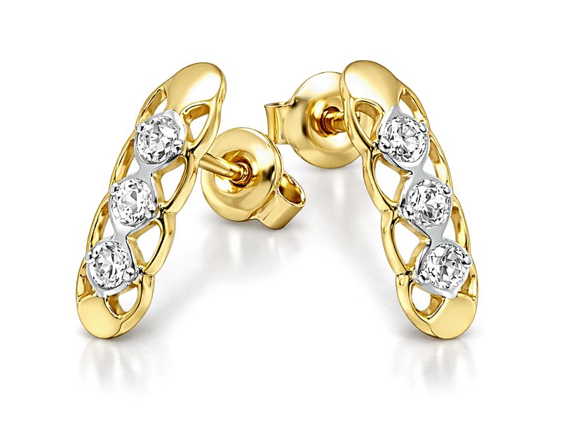 Złote kolczyki z cyrkoniami - 8534