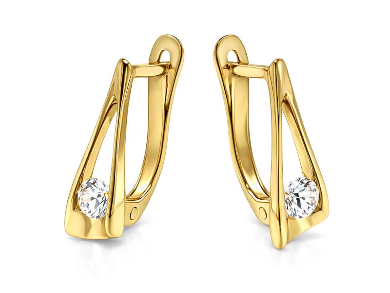 Złote kolczyki z cyrkoniami - 8535