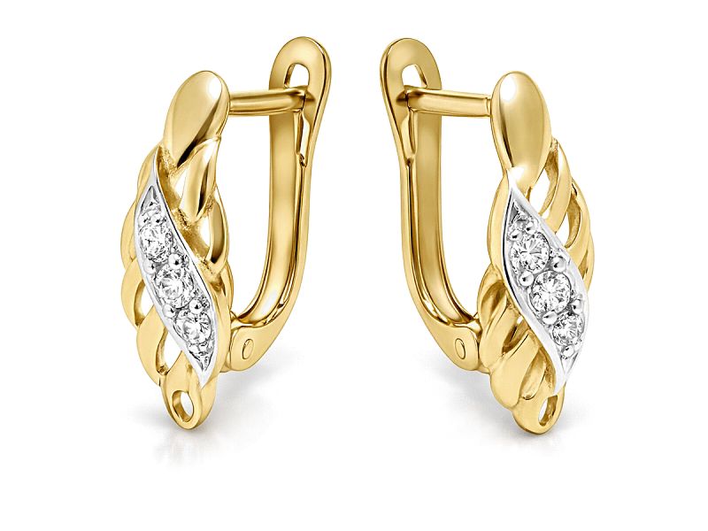 Złote kolczyki z cyrkoniami - 8536