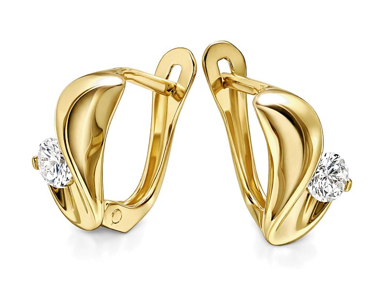 Złote kolczyki z żółtego złota z cyrkoniami - 8538