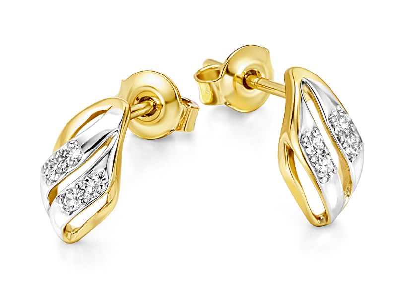 Złote kolczyki żółte złoto z cyrkoniami - 8539