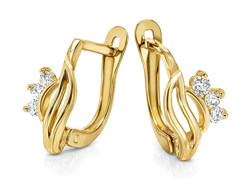 Złote kolczyki żółte złoto z cyrkoniami - 8540