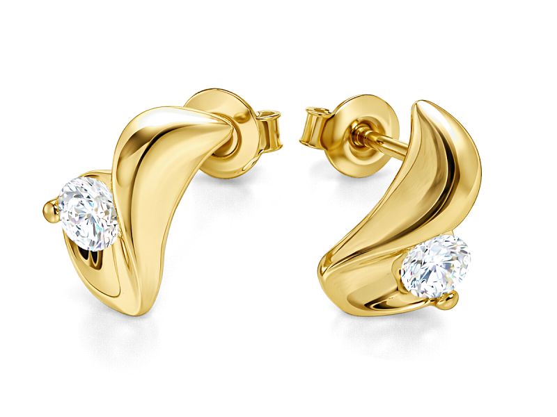 Złote kolczyki żółte złoto z cyrkoniami - 8541