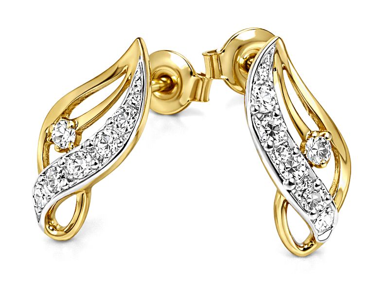 Złote kolczyki żółte złoto z cyrkoniami - 8544