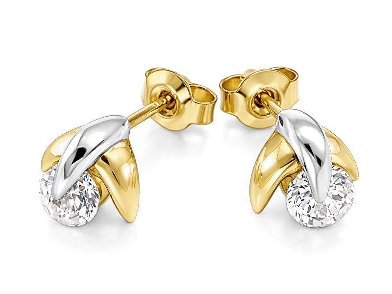 Złote kolczyki żółte złoto z cyrkoniami - 8546