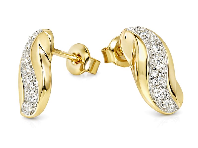 Złote kolczyki z cyrkoniami - 8554