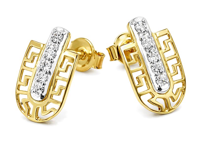 Złote kolczyki z cyrkoniami - 8562