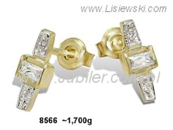 Złote Kolczyki z cyrkoniami żółte złoto proba 585 - 8566_k- 1
