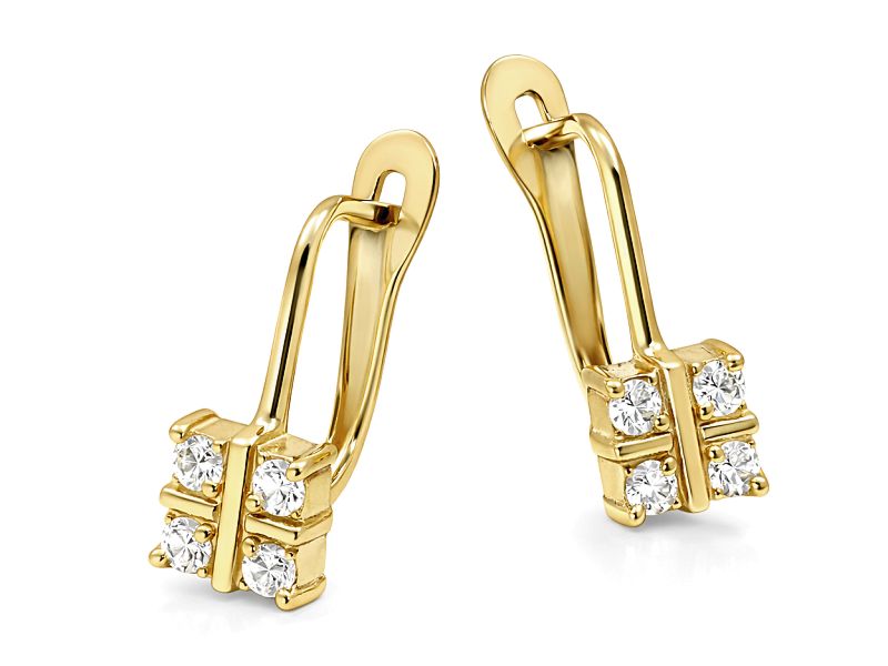 Złote kolczyki z cyrkoniami - 8576