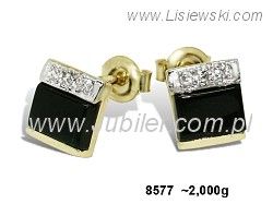 Kolczyki z onyxem i cyrkoniami z żółtego złota próba 585 - 8577_k - 1