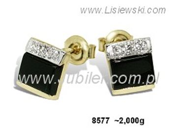 Kolczyki z onyxem i cyrkoniami z żółtego złota 585 - 8577_k - 1
