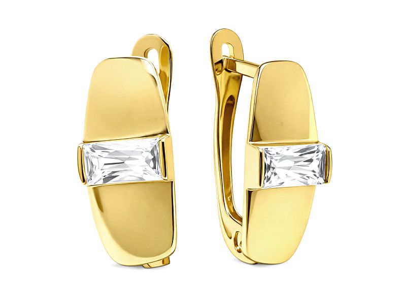Złote kolczyki z cyrkoniami z żółtego złota - 861