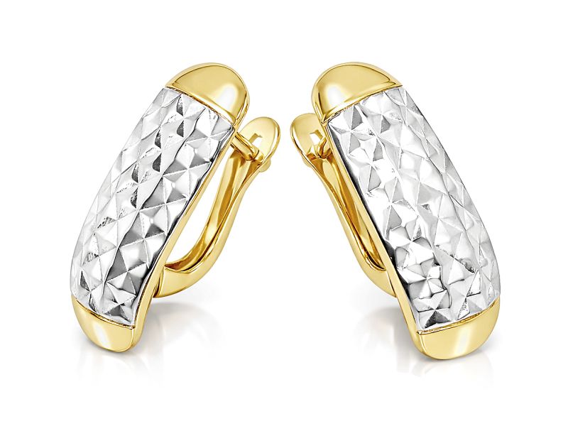 Złote kolczyki z elementami rodowania - 8615