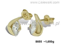 Złote Kolczyki z cyrkoniami żółte złoto proba 585 - 8655