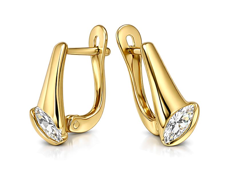 Złote kolczyki z cyrkoniami - 8657