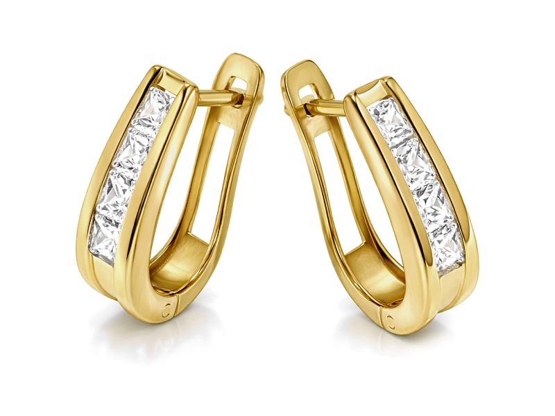 Złote kolczyki z cyrkoniami - 8676