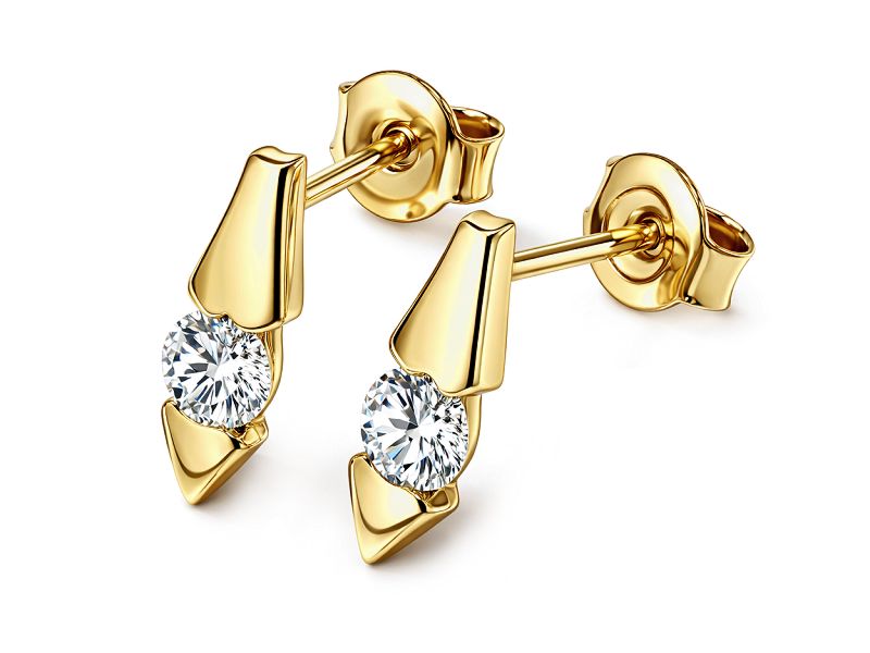 Złote kolczyki z cyrkoniami - 8728