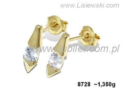 Złote Kolczyki z cyrkoniami żółte złoto proba 585 - 8728