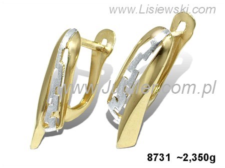 Złote kolczyki z rodowanymi detalami - 8731 — zdjęcie 2