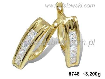 Złote Kolczyki z cyrkoniami żółte złoto proba 585 - 8748- 1