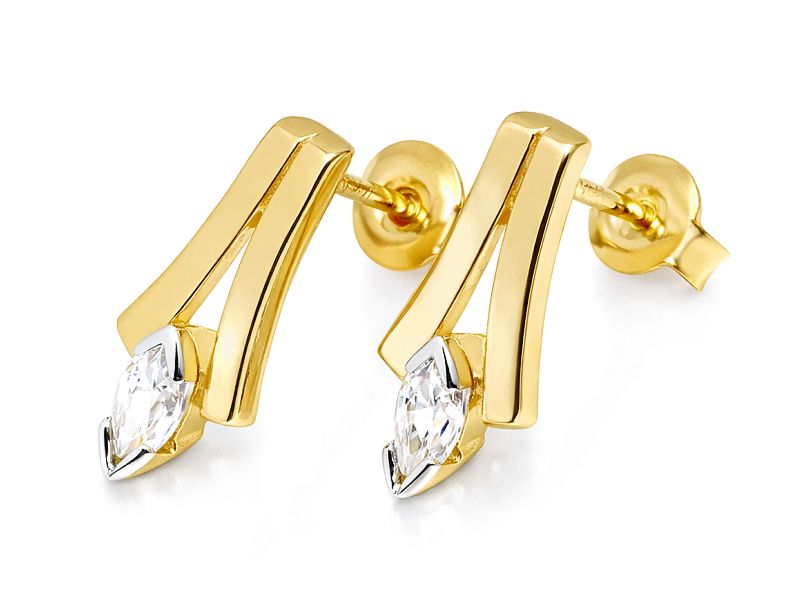 Złote kolczyki z cyrkoniami - 8752