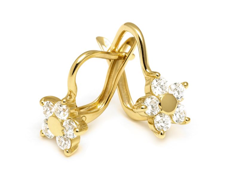 Złote kolczyki z cyrkoniami - 8754