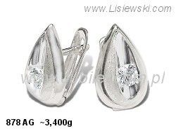 Kolczyki srebrne z cyrkoniami matowane biżuteria srebrna - 878ag - 1