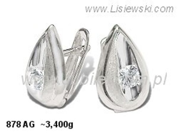 Kolczyki srebrne z cyrkoniami matowane biżuteria srebrna - 878ag