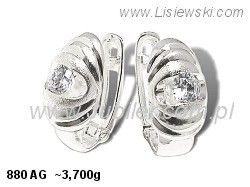 Kolczyki srebrne z cyrkoniami matowane biżuteria srebrna - 880ag